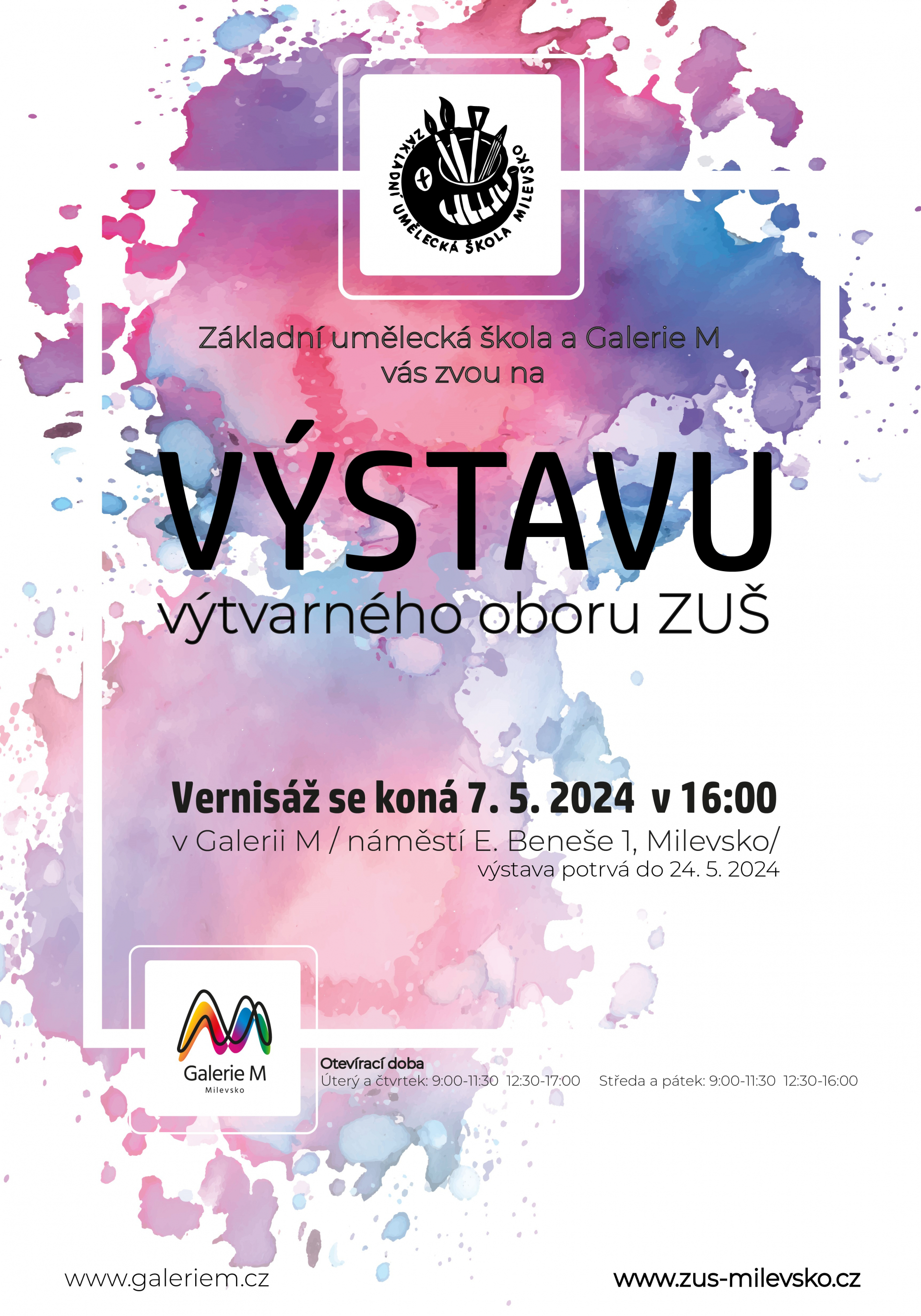 Plakát Vernisáž výstavy výtvarného oboru ZUŠ Milevsko