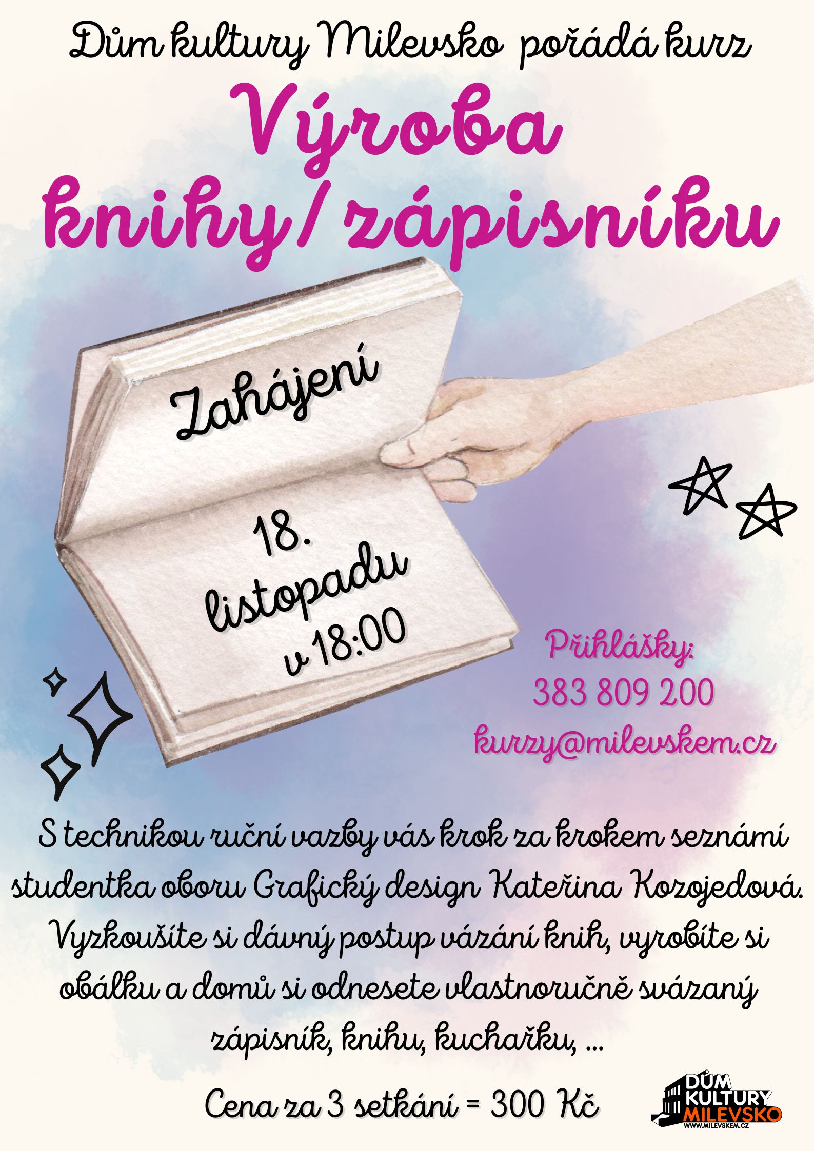 Plakát Kurz - Výroba knihy/zápisníku
