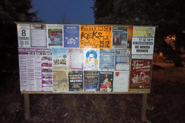 Foto výlepové plochy v Milevsku 8 DŮM KULTURY