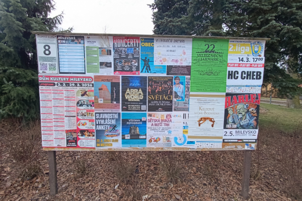 Foto výlepové plochy v Milevsku 8 DŮM KULTURY
