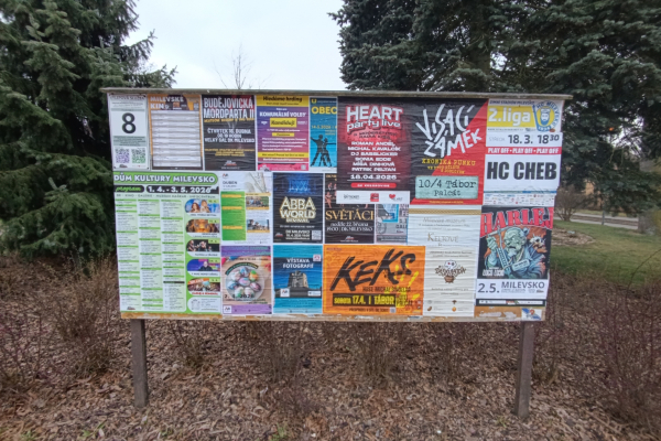 Foto výlepové plochy v Milevsku 8 DŮM KULTURY