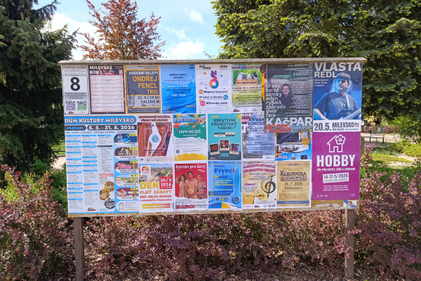 Foto výlepové plochy v Milevsku 8 DŮM KULTURY