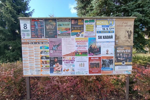 Foto výlepové plochy v Milevsku 8 DŮM KULTURY