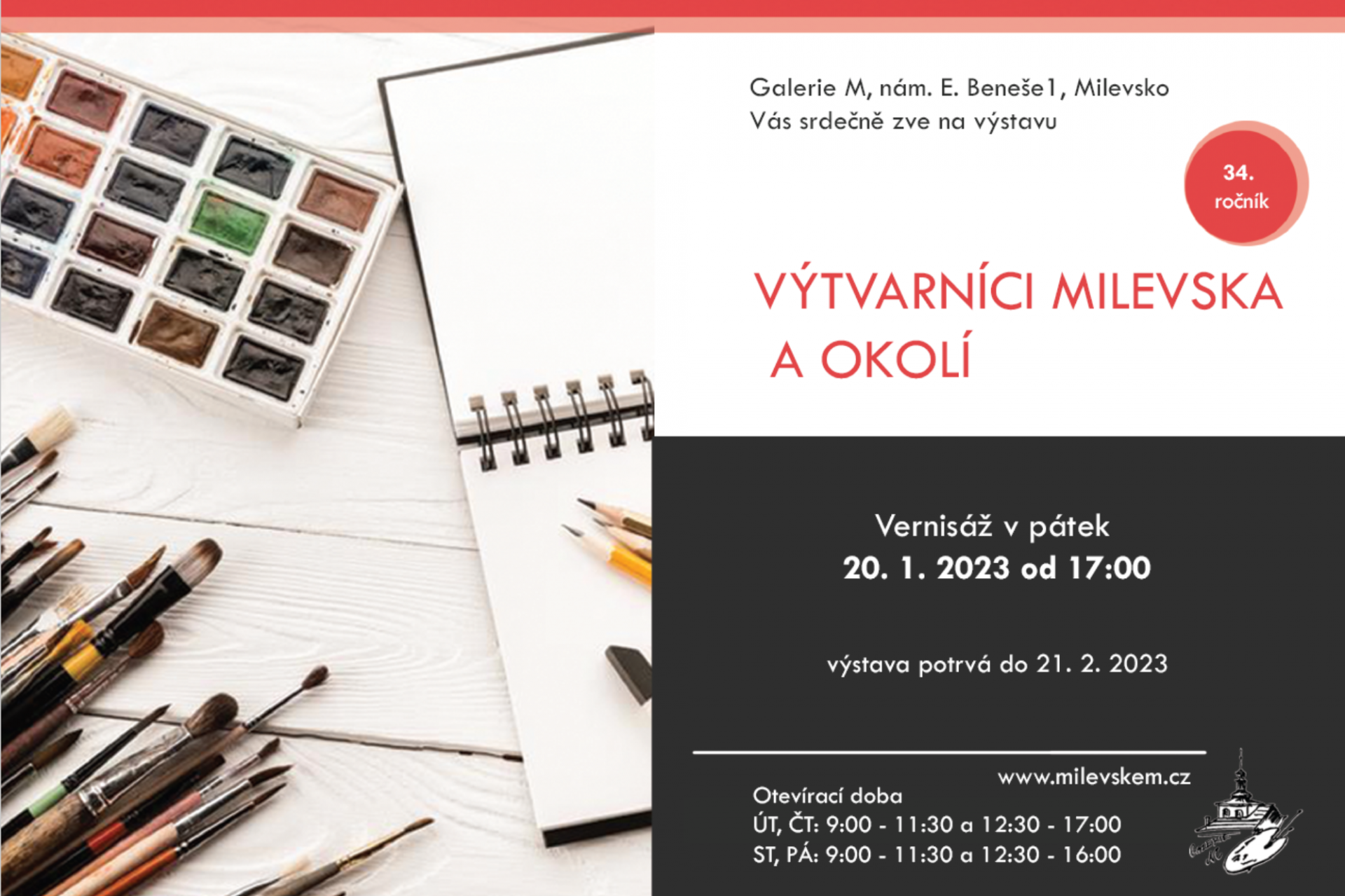 Plakát Vernisáž výstavy Výtvarníci Milevska a okolí