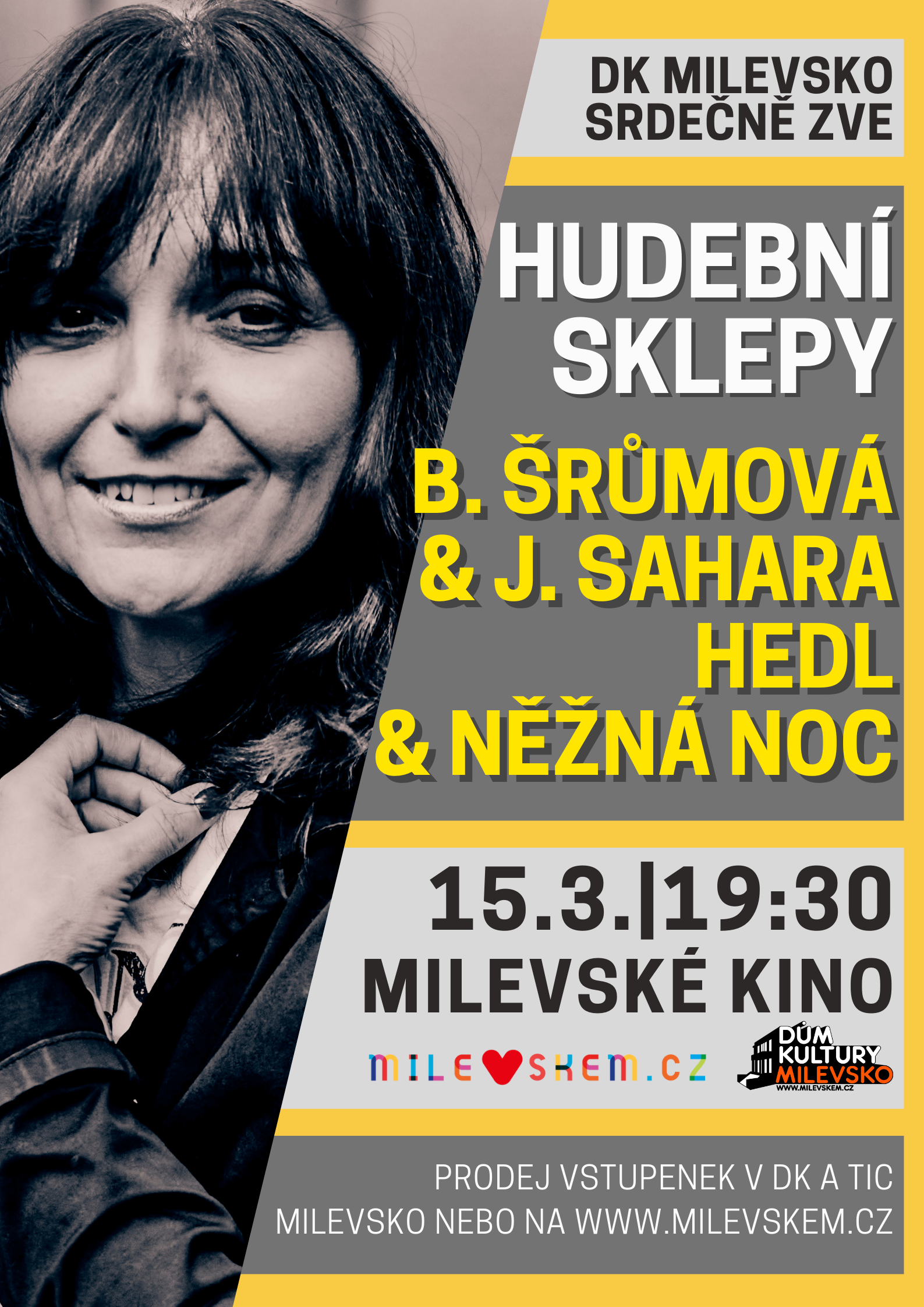 Plakát Hudební sklepy - B. Šrůmová & J. Sahara Hedl & Něžná noc