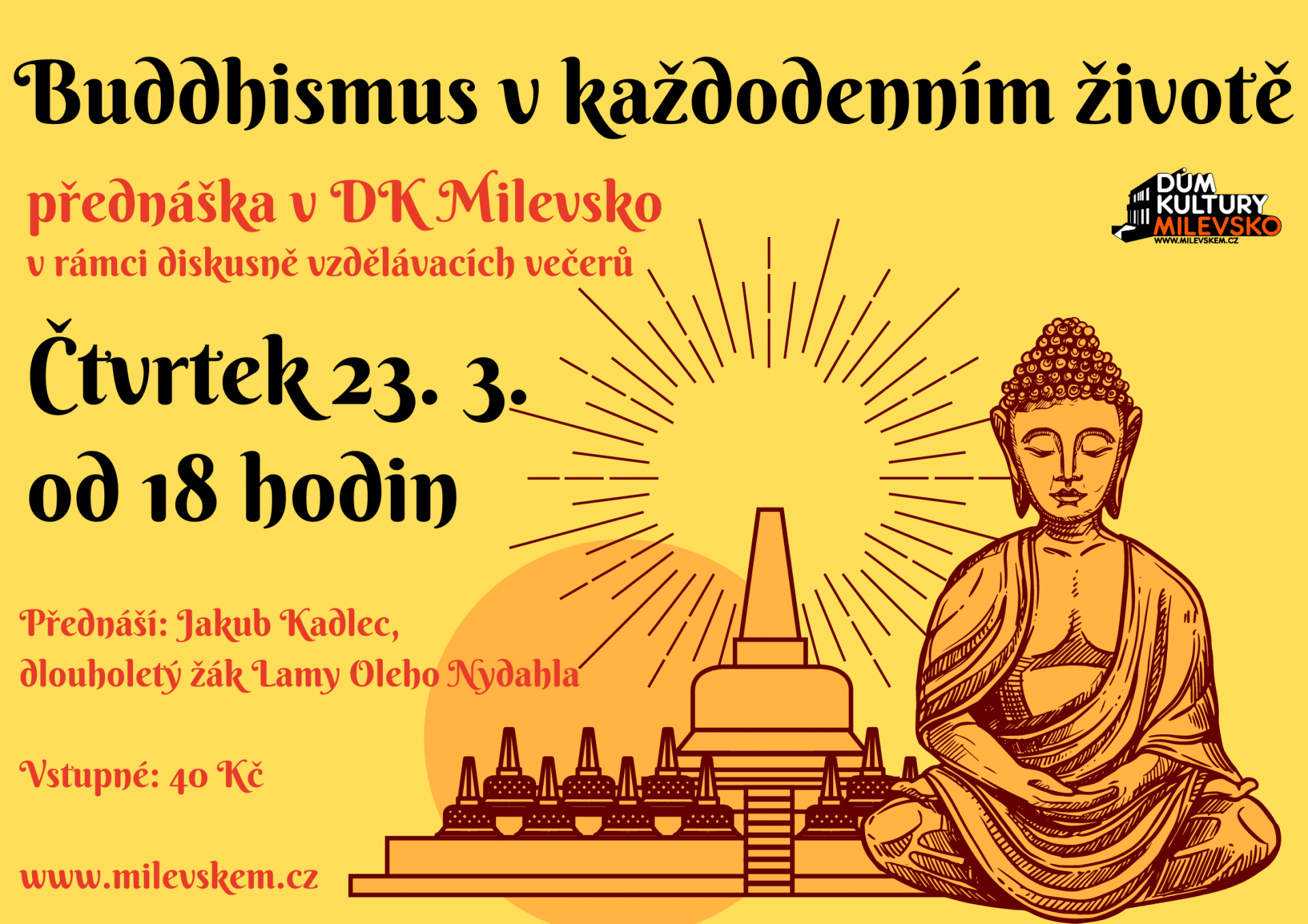 Plakát Diskusně vzdělávací večer - Buddhismus v každodenním životě
