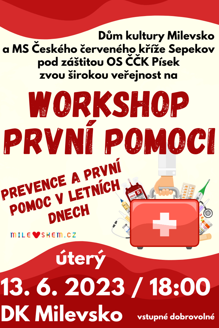 Plakát Workshop první pomoci - Prevence a první pomoc v letních dnech