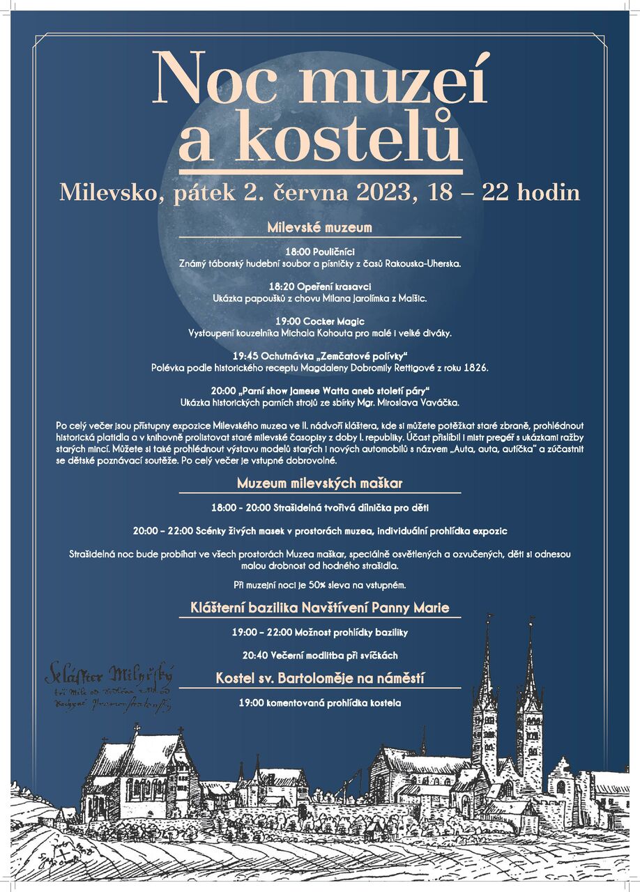 Plakát Noc muzeí a kostelů v Milevském muzeu