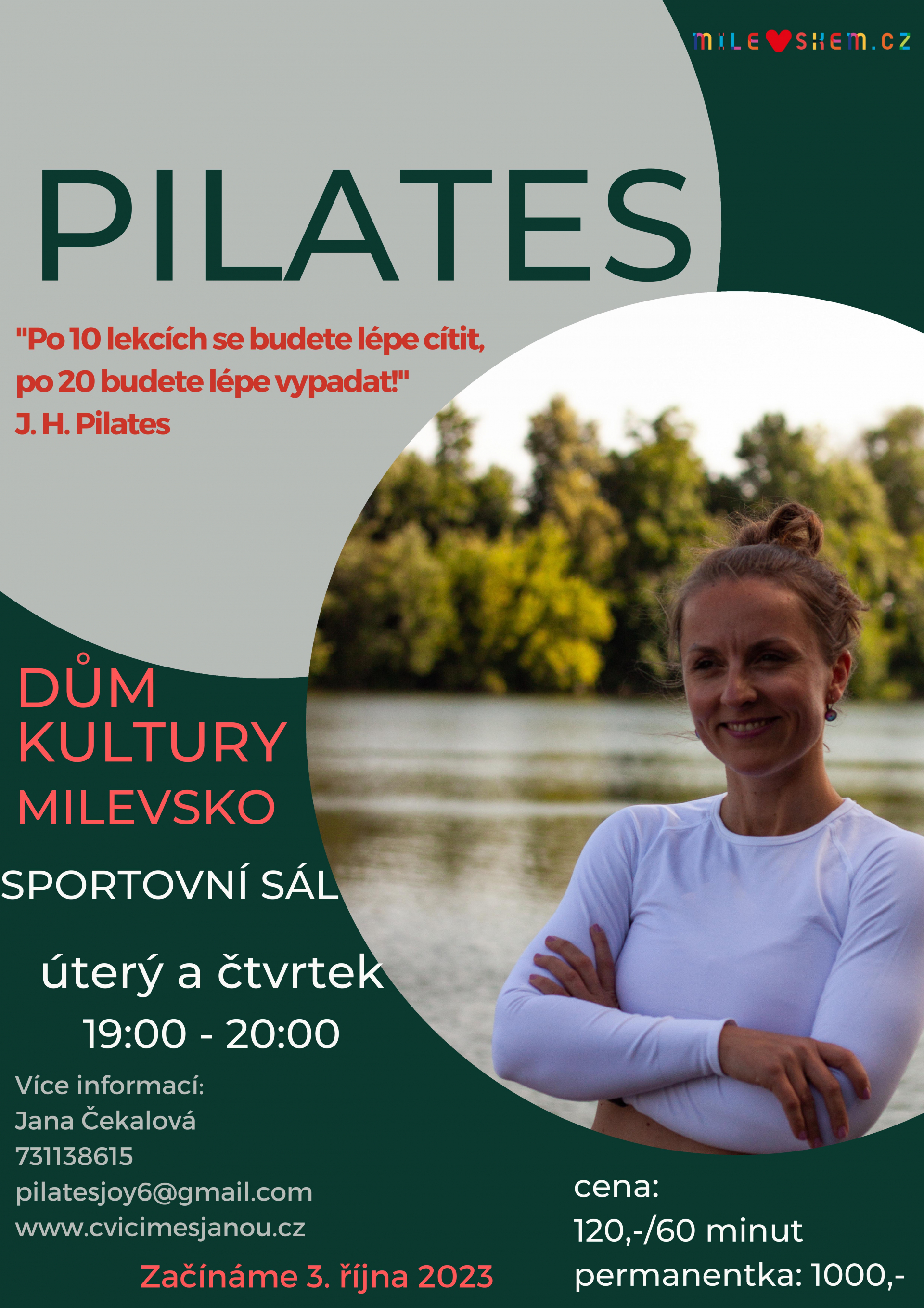 Plakát Pilates - zahájení lekcí