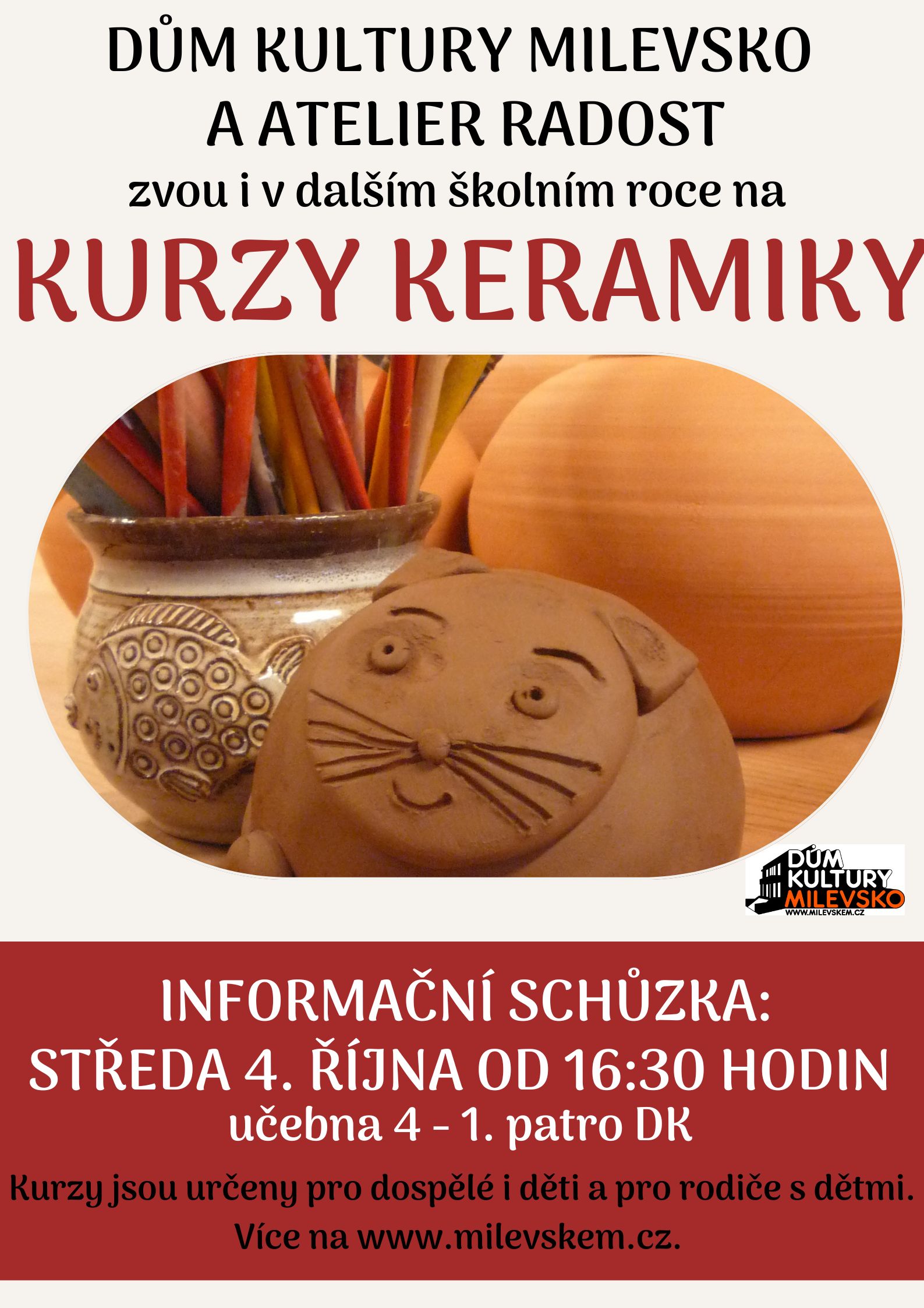 Plakát Kurzy keramiky - informační schůzka