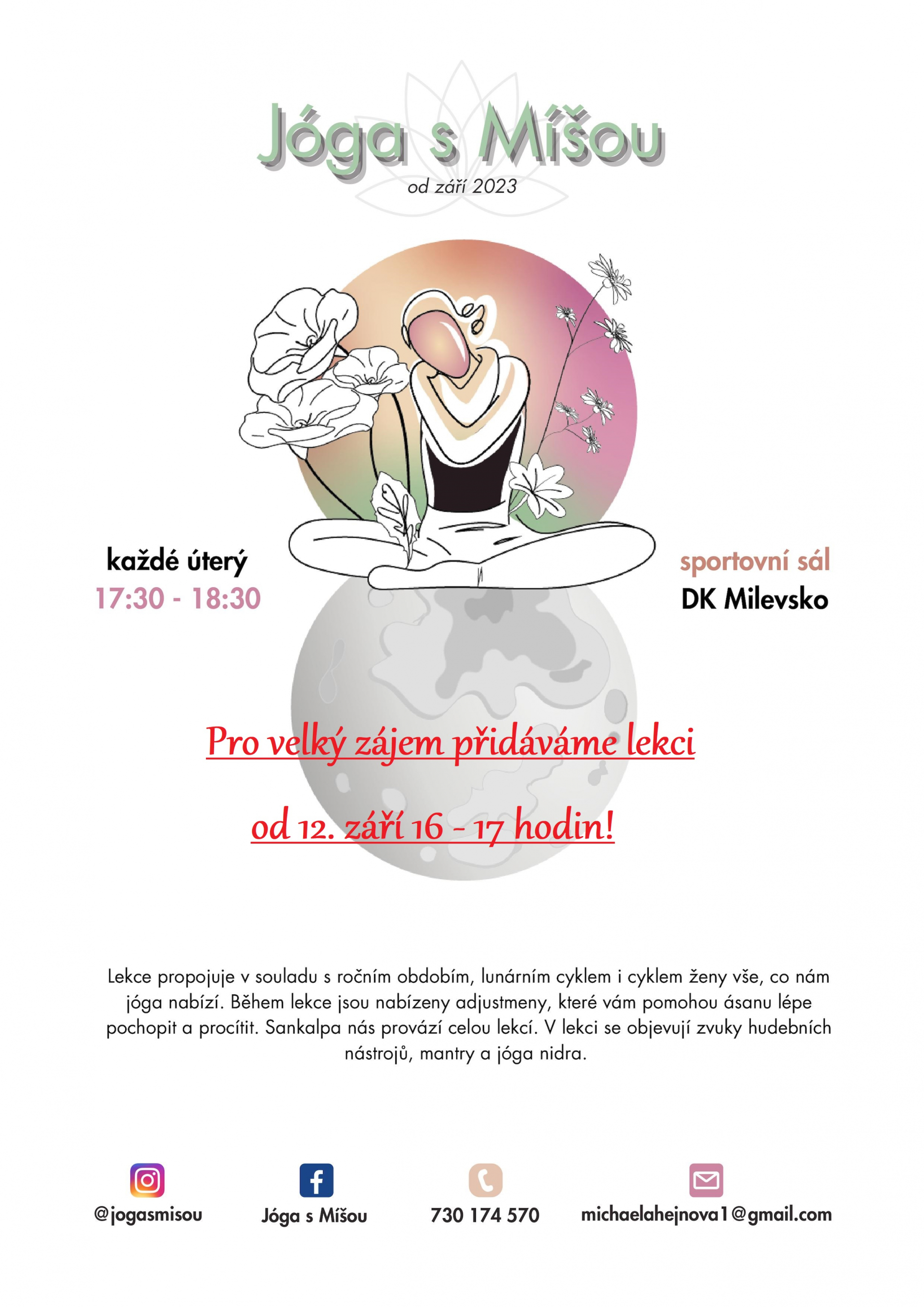 Plakát Jóga s Míšou - zahájení lekcí