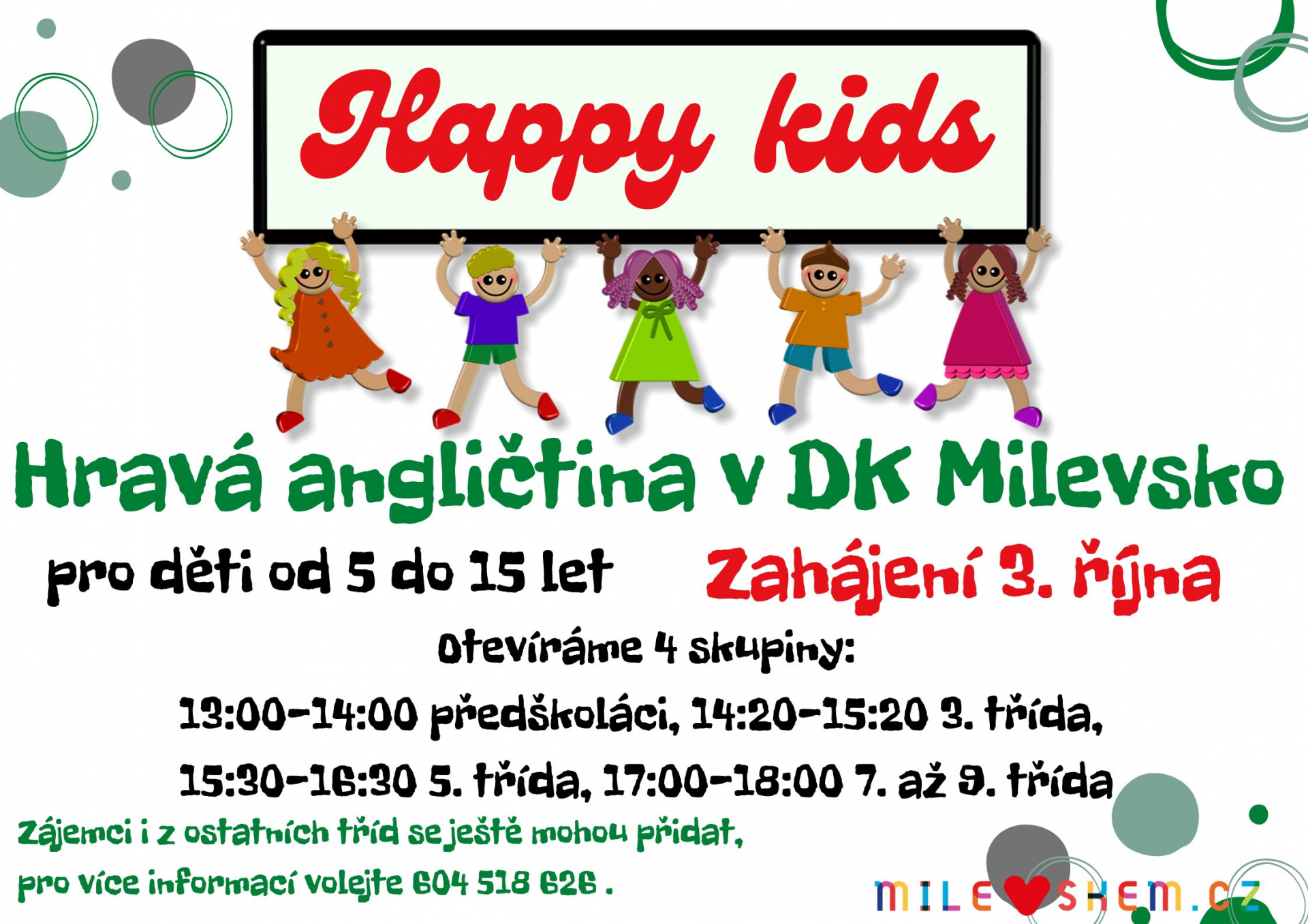 Plakát Happy kids - zahájení kurzu
