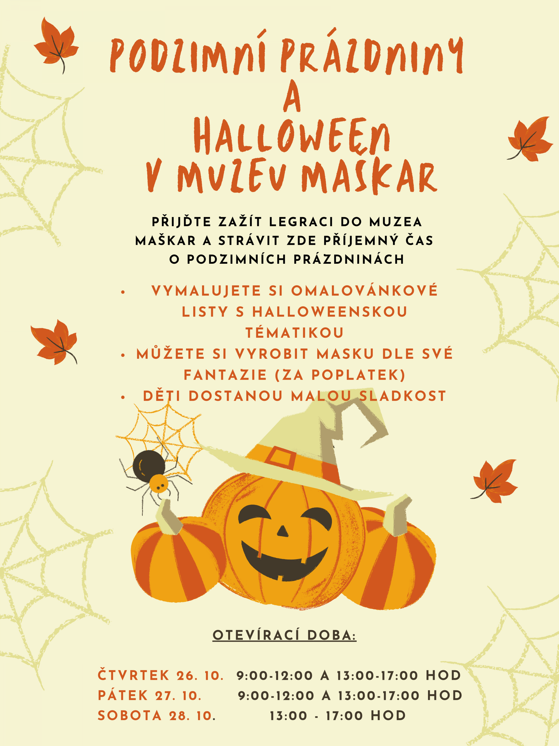 Plakát Podzimní prázdniny a Halloween v Muzeu maškar
