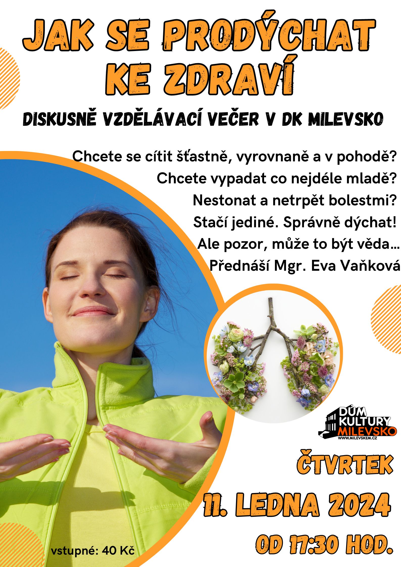 Plakát Diskusně vzdělávací večer - Jak se prodýchat ke zdraví