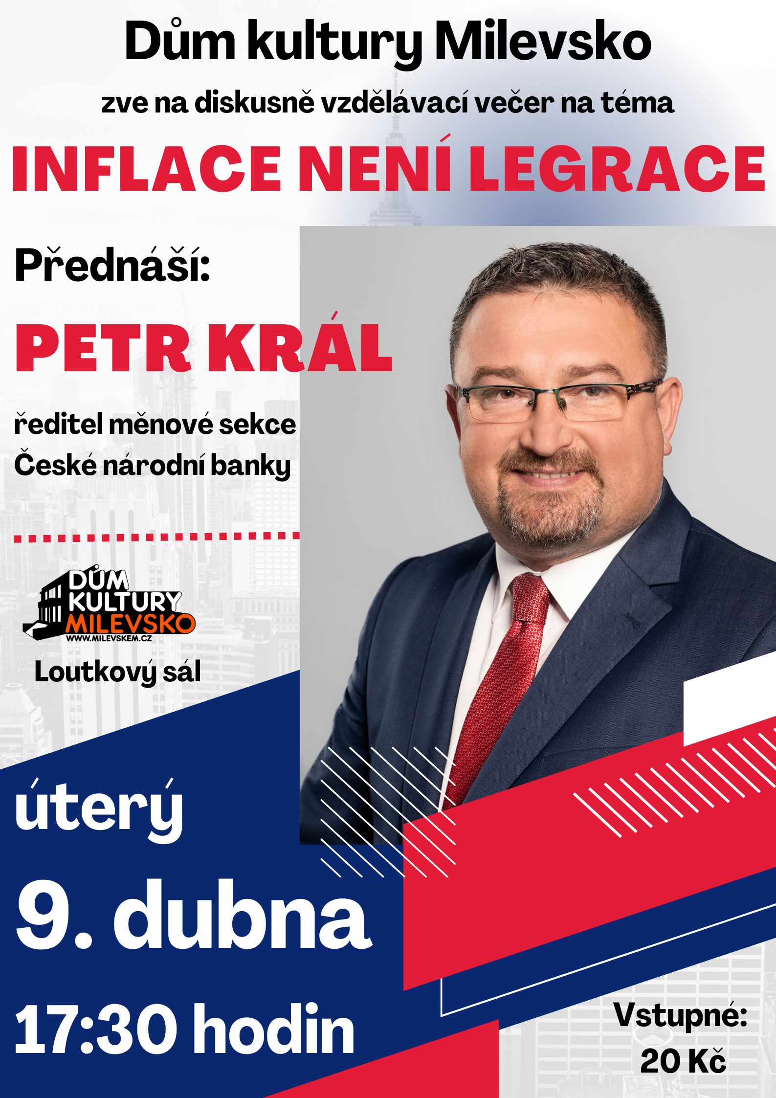 Plakát Diskusně vzdělávací večer - Inflace není legrace