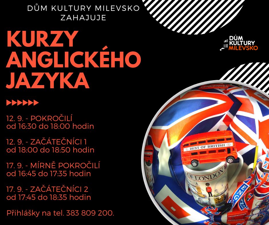 Plakát Kurzy anglického jazyka - zahájení pravidelných lekcí