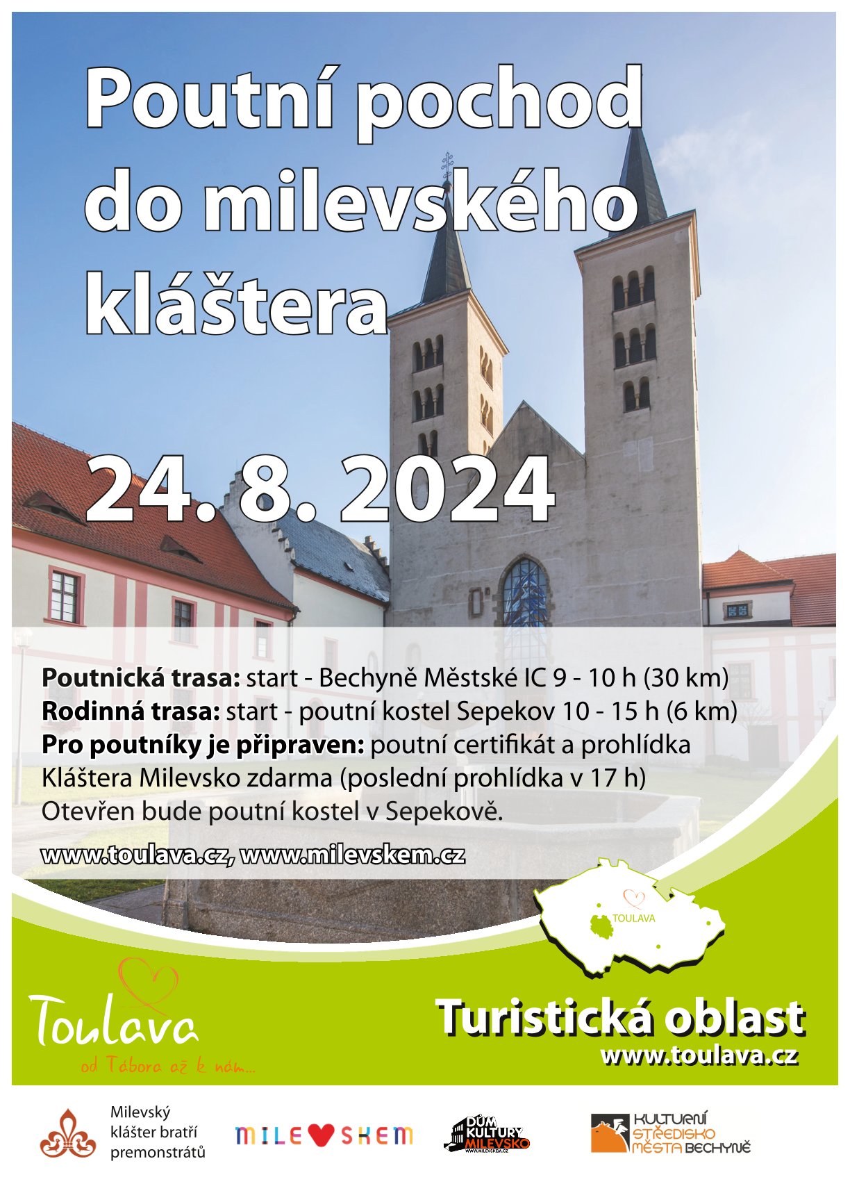 Plakát Poutní pochod do Milevského kláštera
