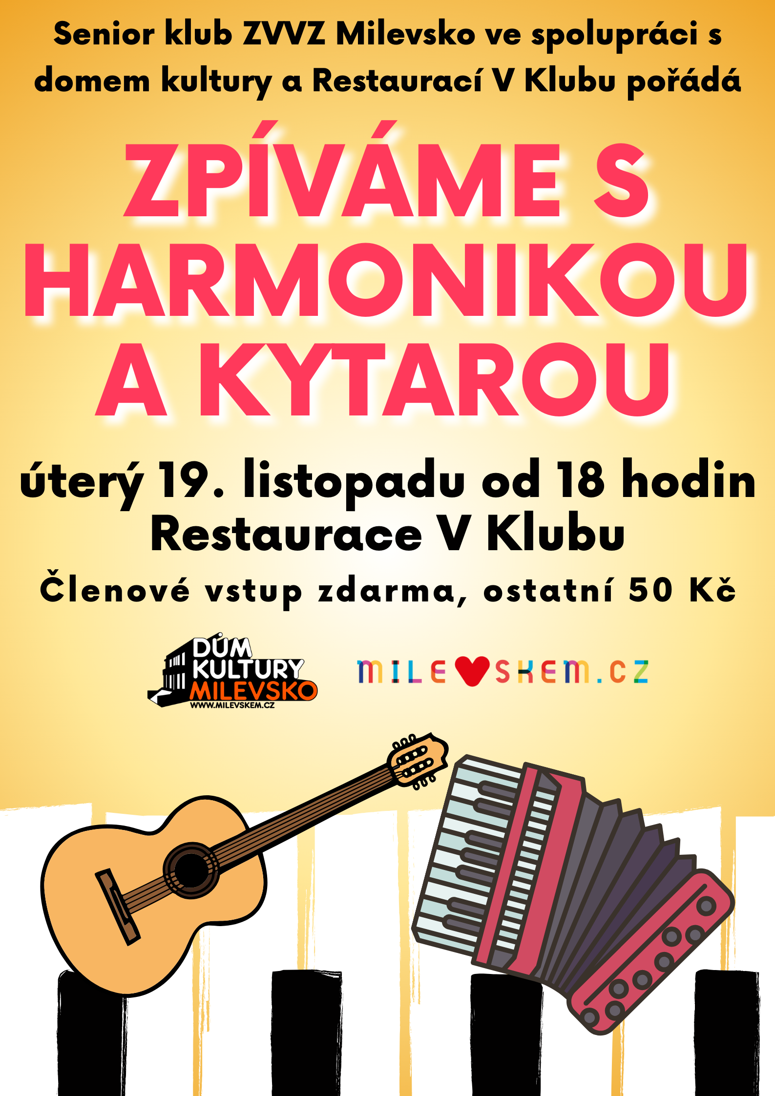 Plakát Podzimní zpívání s harmonikou a kytarou