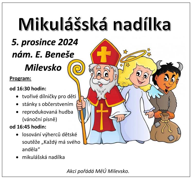 Plakát Mikulášská nadílka na náměstí v Milevsku