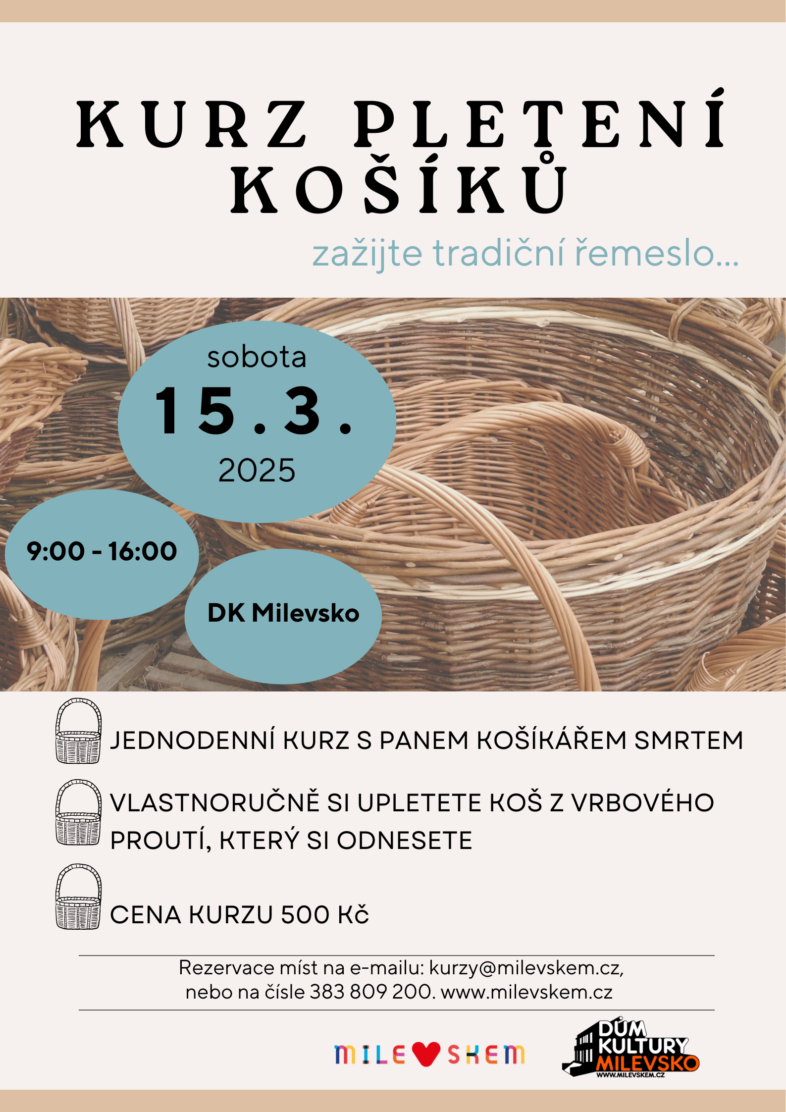 Plakát OBSAZENO - Kurz pletení košíků