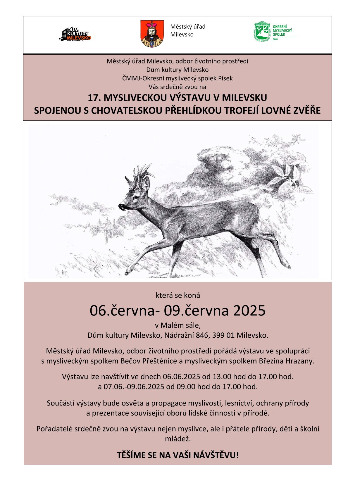 Plakát 17.  Myslivecká výstava v Milevsku