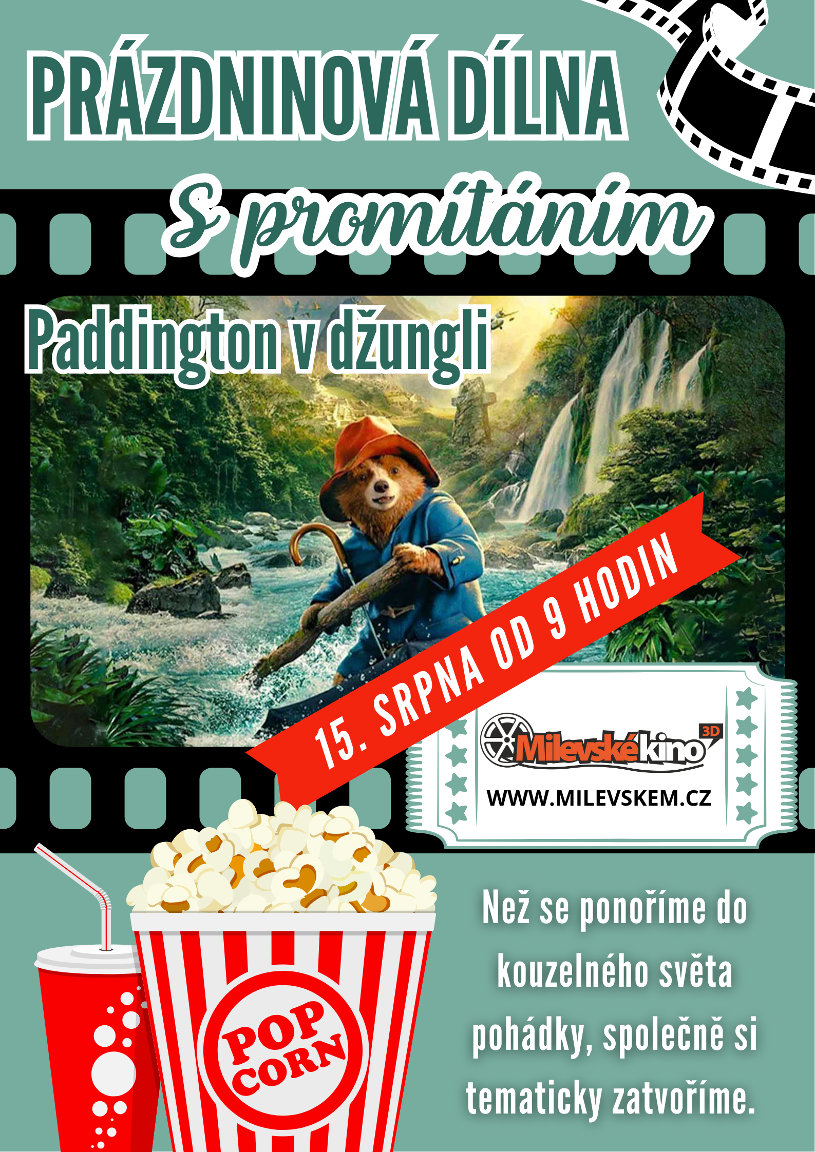 Plakát Prázdninová dílna s promítáním pohádky Paddington v džungli