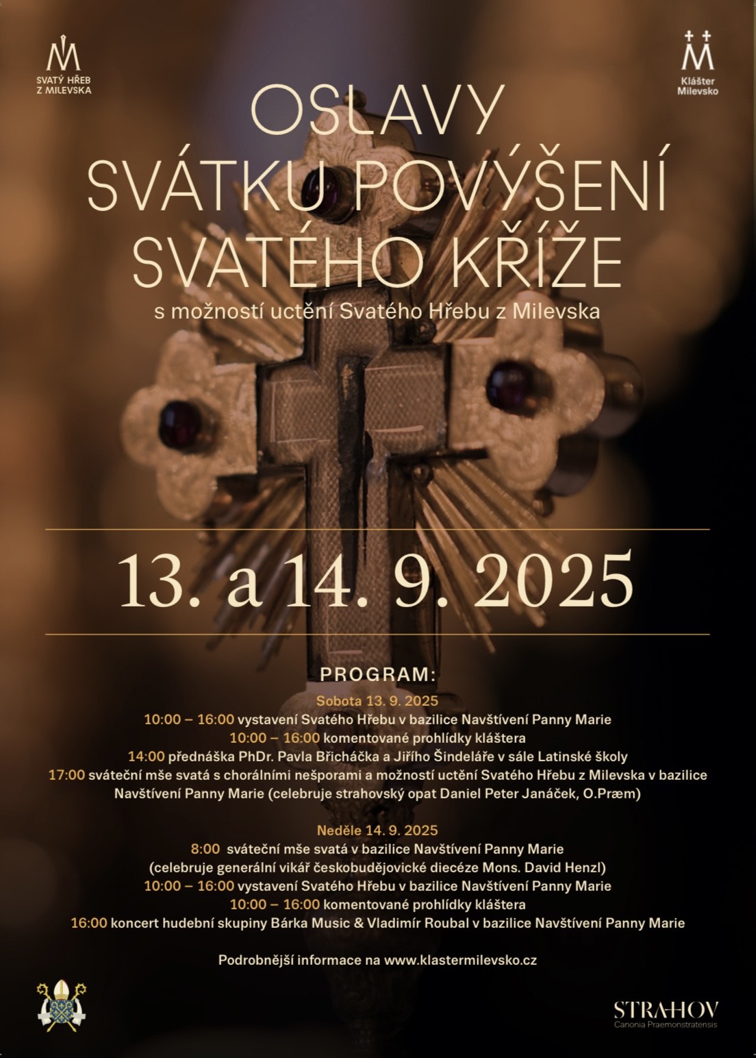 Plakát Oslavy svátku povýšení svatého kříže s možností uctění Svatého hřebu z Milevska