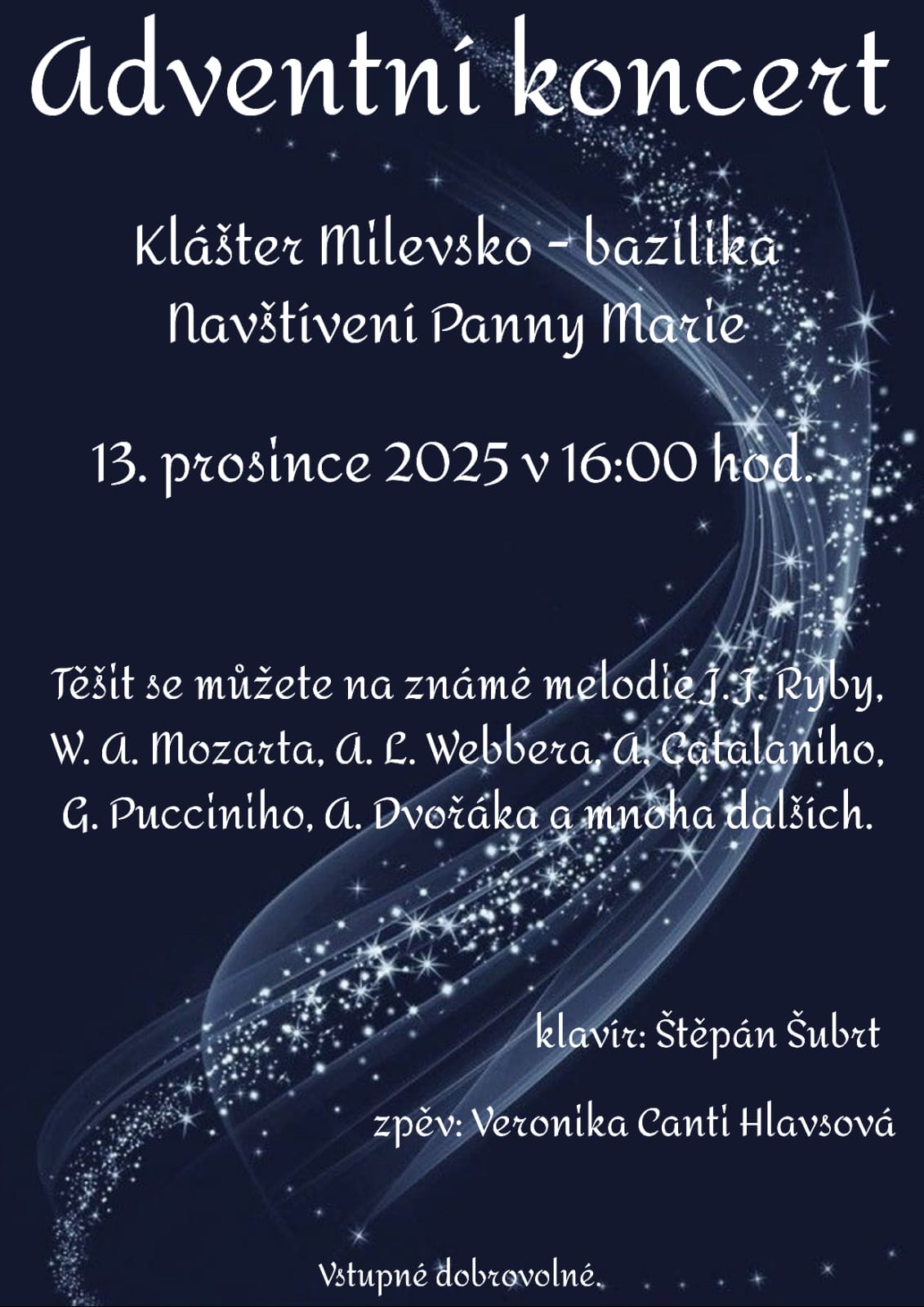Plakát Adventní koncert - Veronika Canti Hlavsová + Štěpán Šubrt