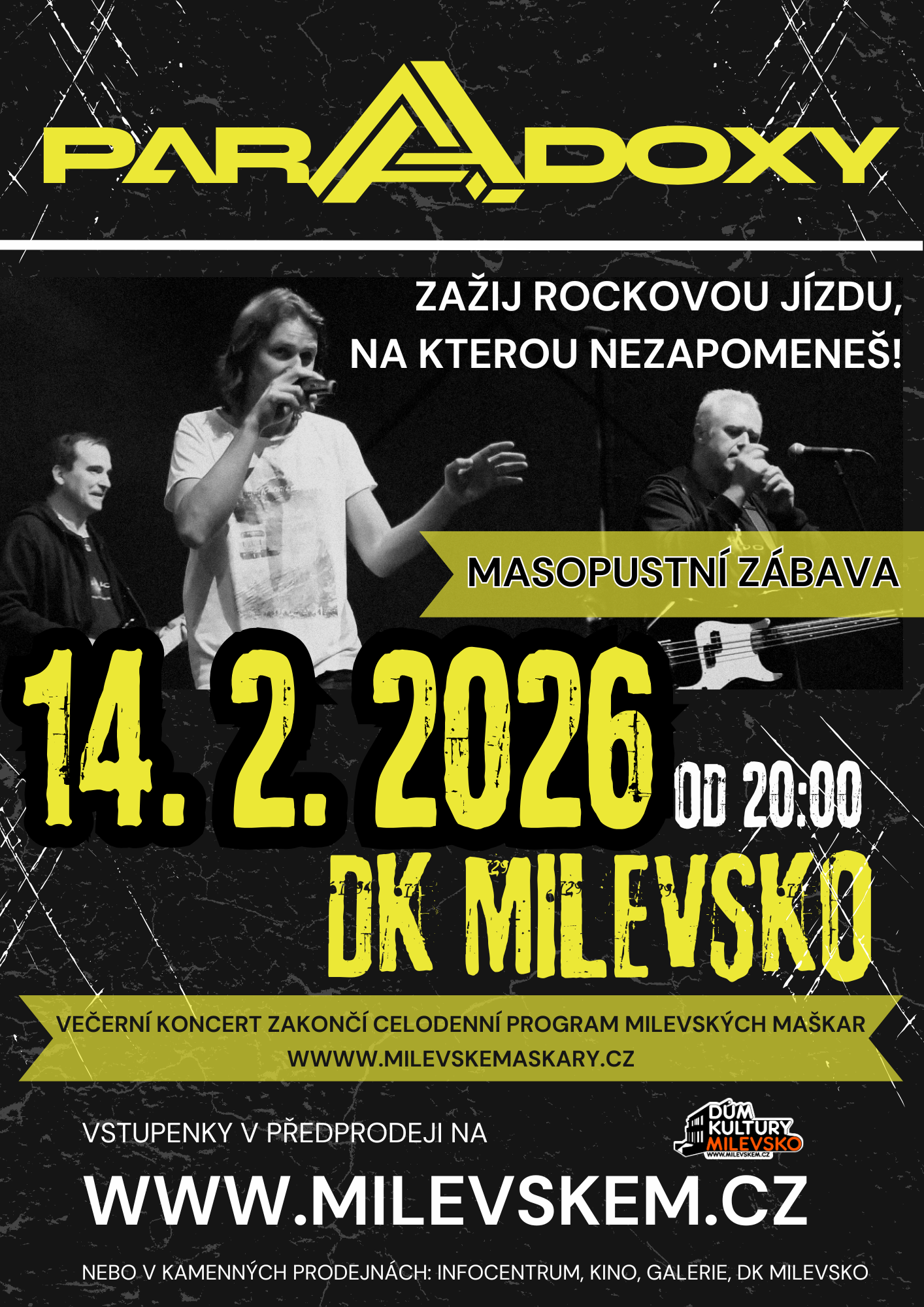 Plakát Masopustní zábava s kapelou Paradoxy