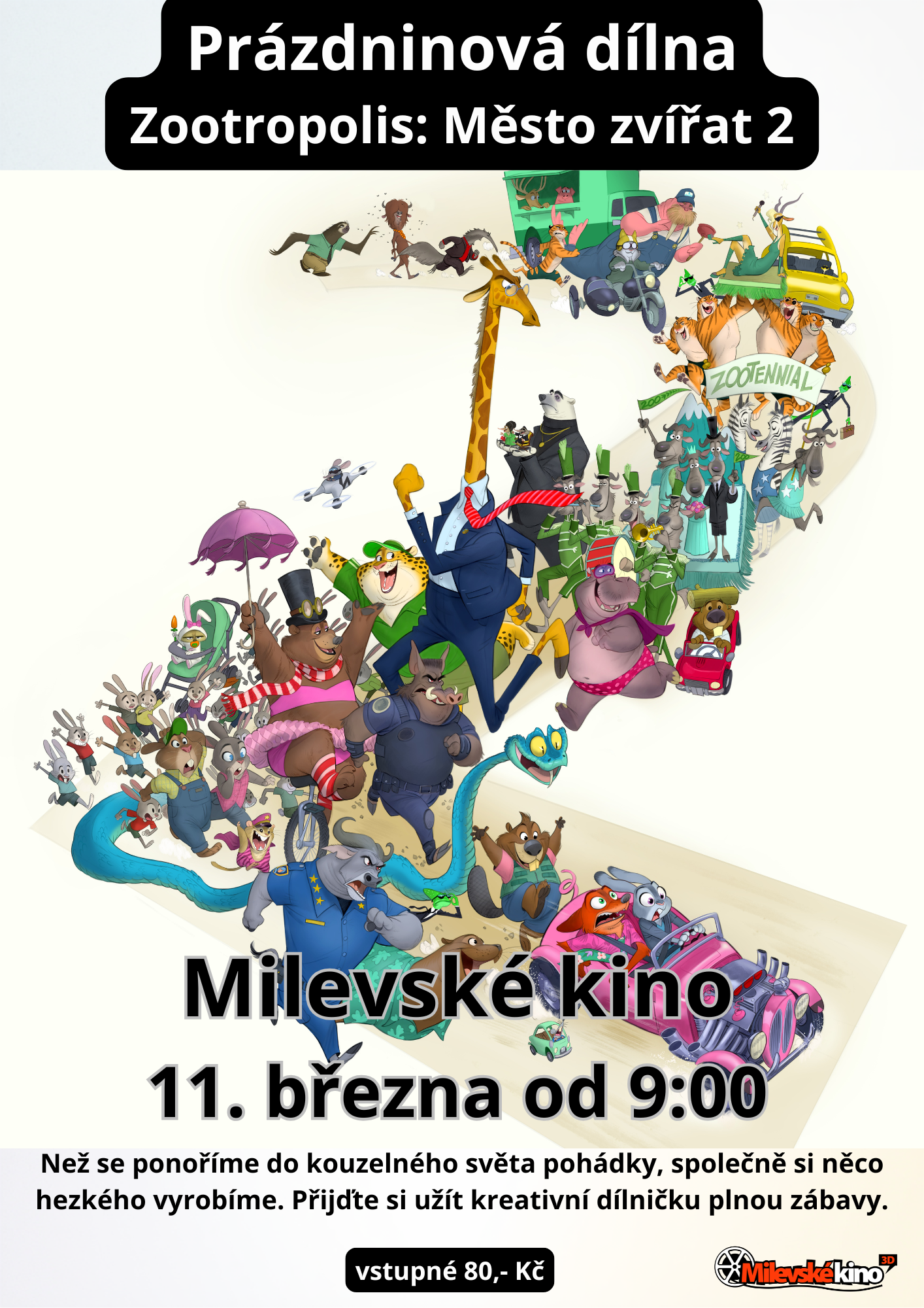 Plakát Prázdninová dílna + Zootropolis: Město zvířat 2