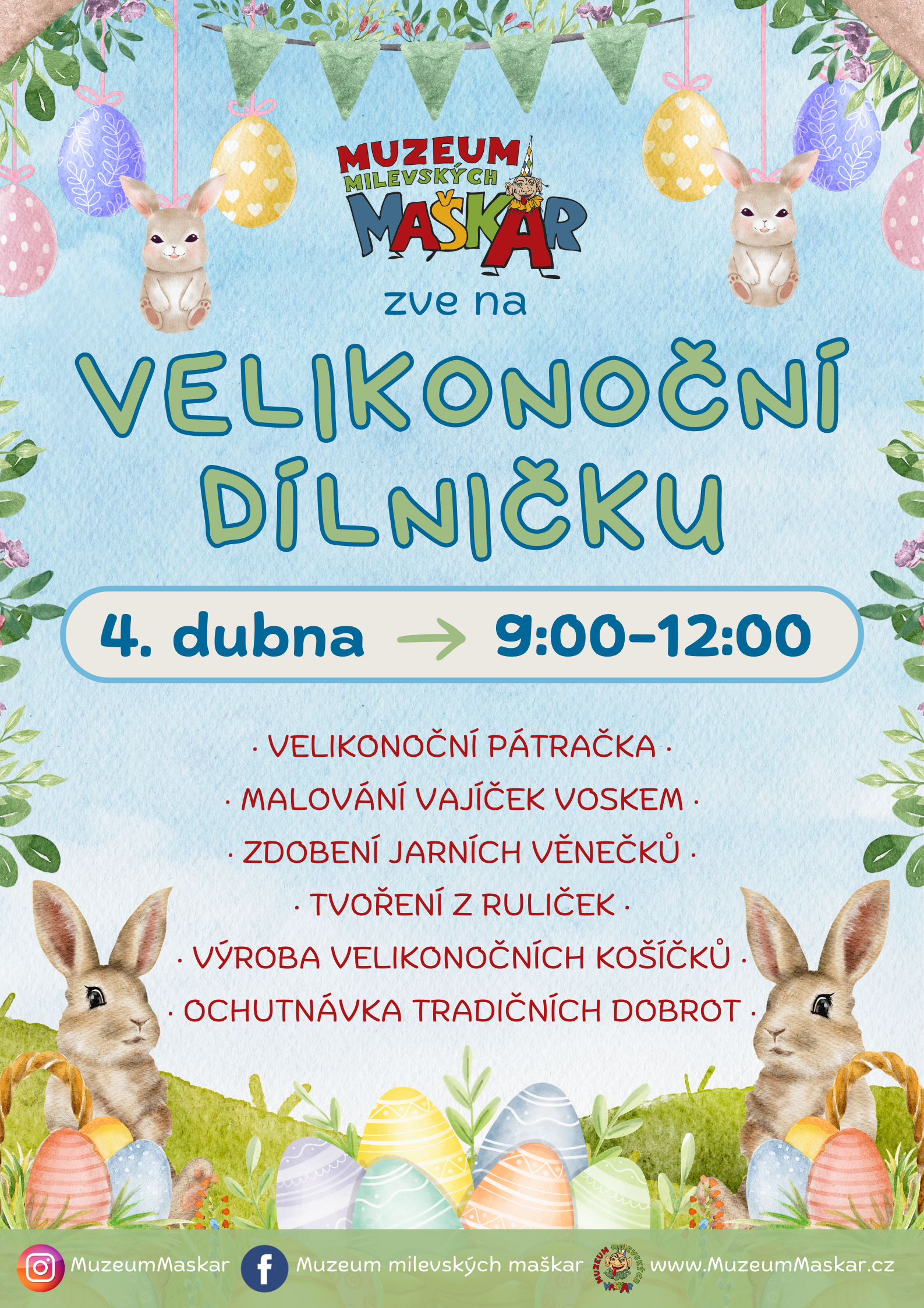 Plakát Velikonoční dílnička v Muzeu maškar