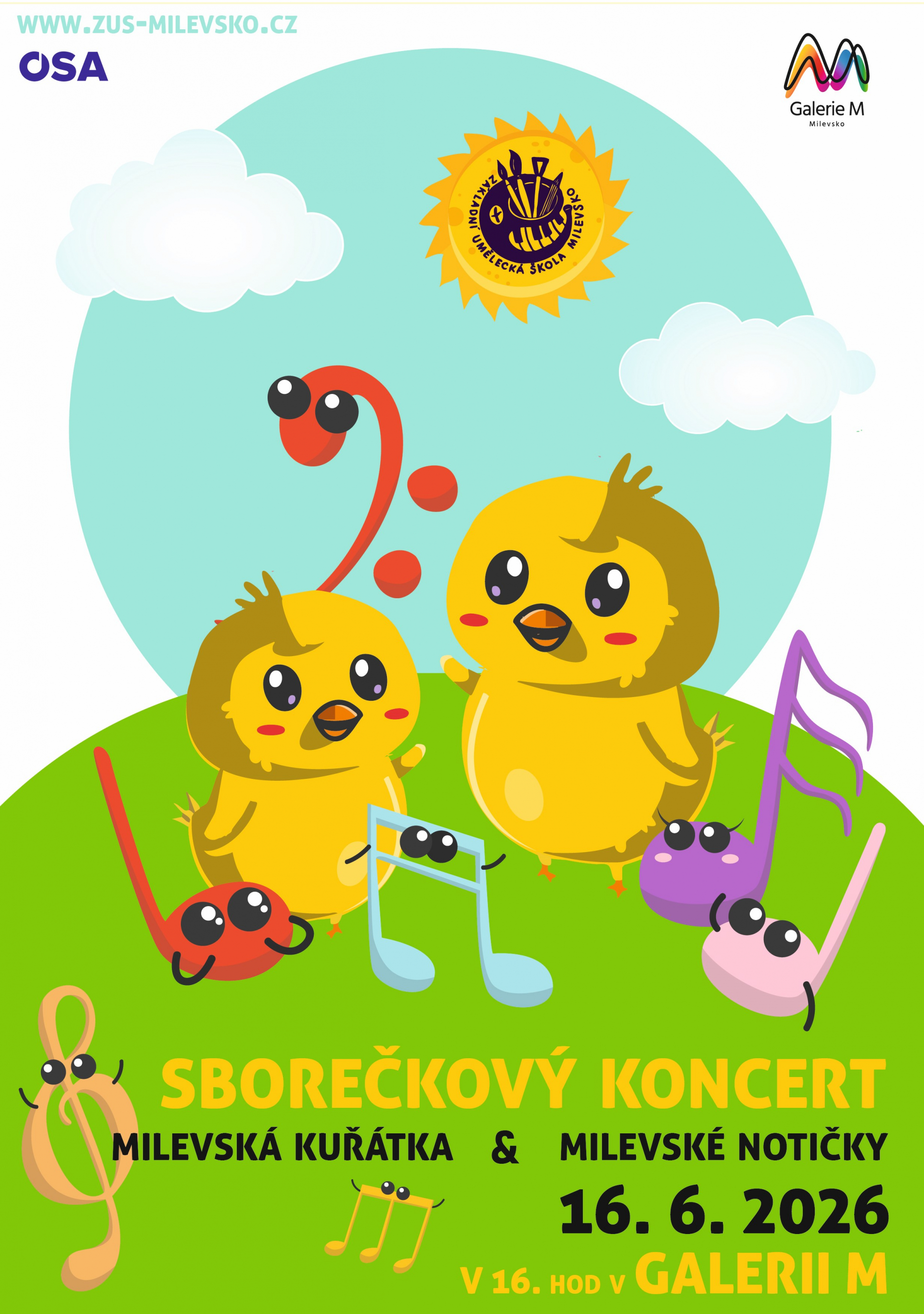 Plakát Sborečkový koncert - Milevská kuřátka & Milevské notičky