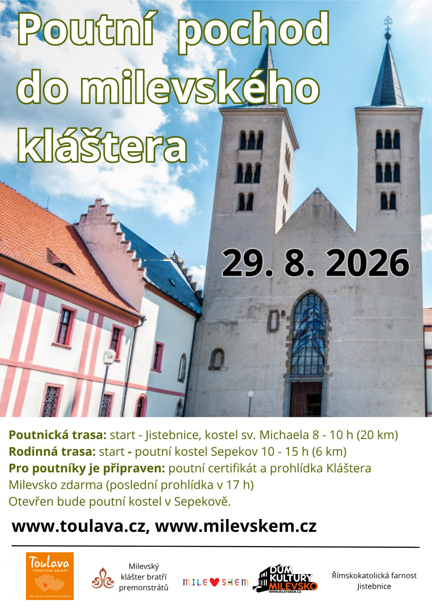 Plakát  Poutní pochod do Milevského kláštera