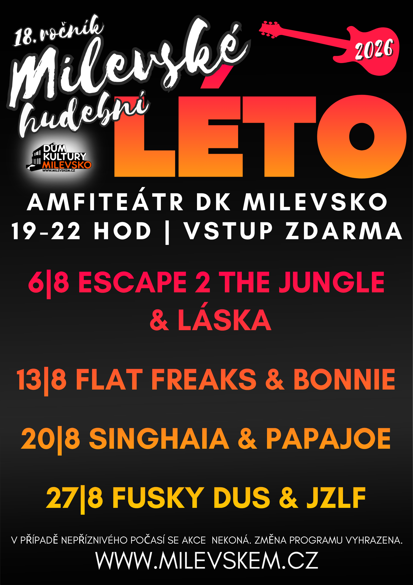 Plakát Milevské léto - Fusky Dus & JZLF 