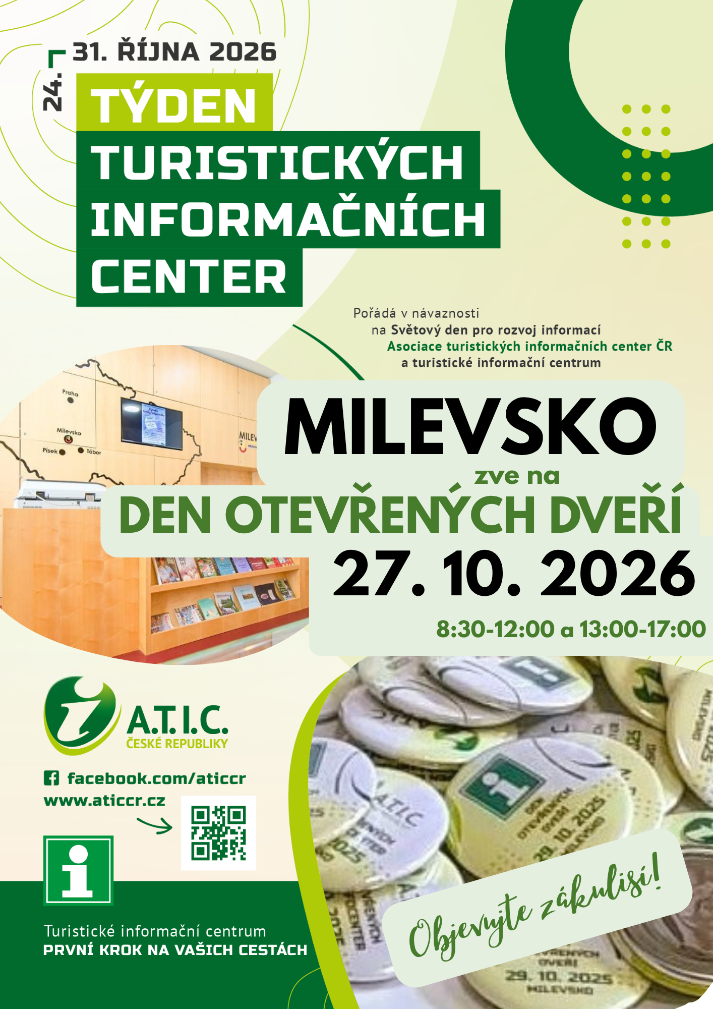Plakát: Den otevřených dveří v Turistickém informačním centru Milevsko